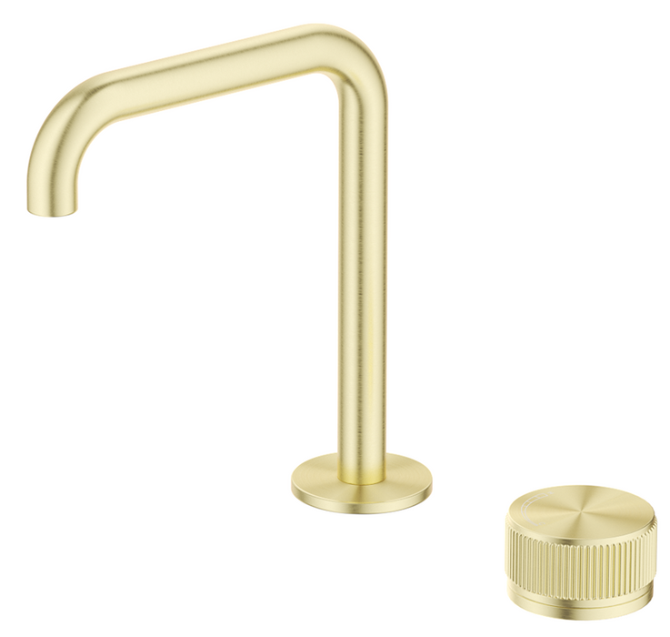 Mica Fluted Soft-Square Hob Basin Mixer Set French Gold - HSB-6-NR-R90-FG