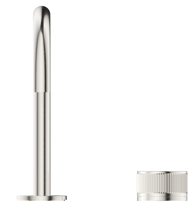 Mica Fluted Gooseneck Hob Basin Mixer Set Brushed Nickel - HSB-6-NR-BN