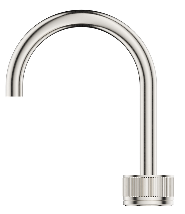 Mica Fluted Gooseneck Hob Basin Mixer Set Brushed Nickel - HSB-6-NR-BN