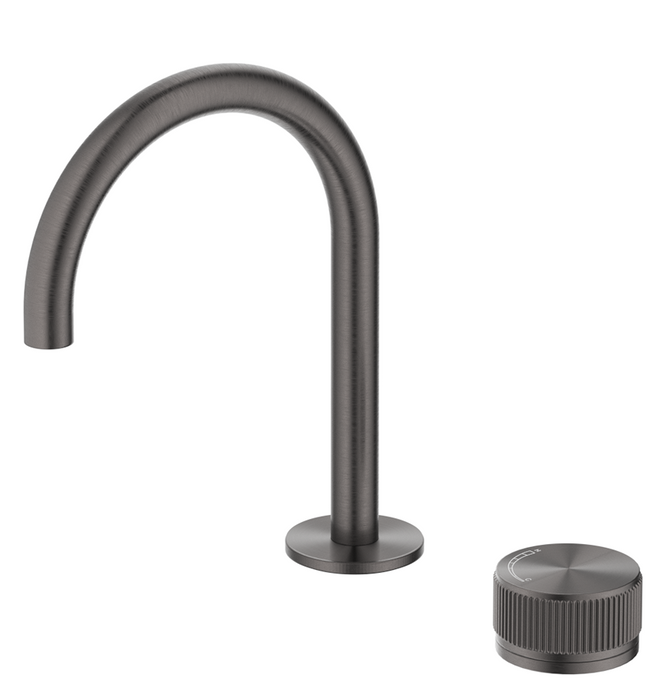Mica Fluted Gooseneck Hob Basin Mixer Set Gunmetal - HSB-6-NR-GM
