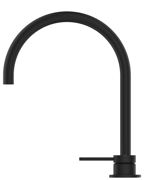 Mica Gooseneck Hob Sink/Basin Mixer Set Black - HSK-5-BLK