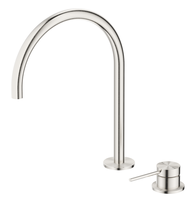 Mica Gooseneck Hob Sink/Basin Mixer Set Brushed Nickel - HSK-5-BN