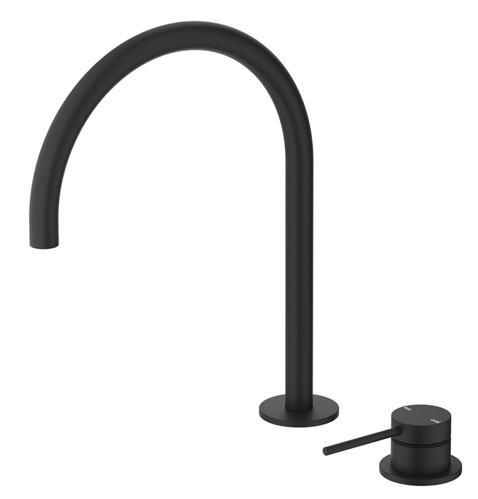 Mica Gooseneck Hob Sink/Basin Mixer Set Black - HSK-5-BLK