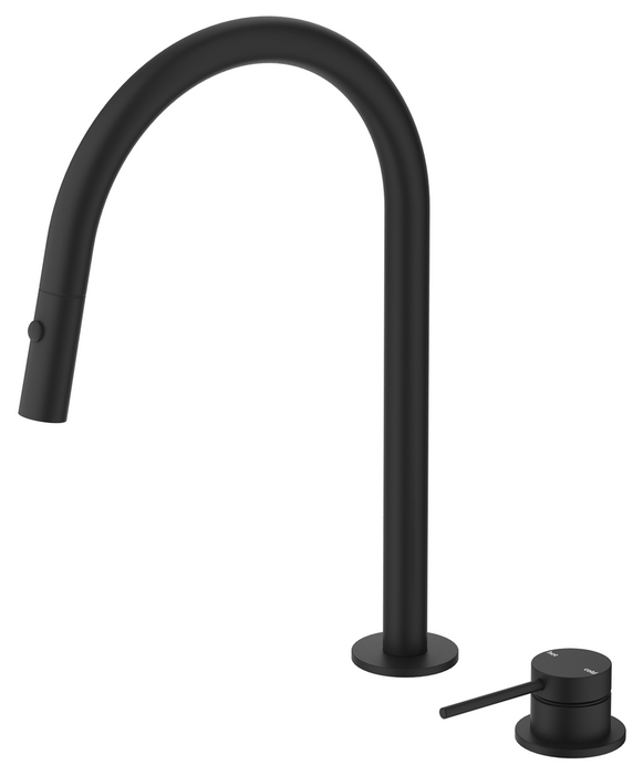 Mica Pull-Out Hob Mixer Set Black - HSK-5-PO-BLK