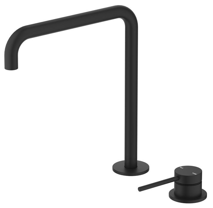 Mica Soft-Square Hob Sink/Basin Mixer Set Black - HSK-5-R90-BLK