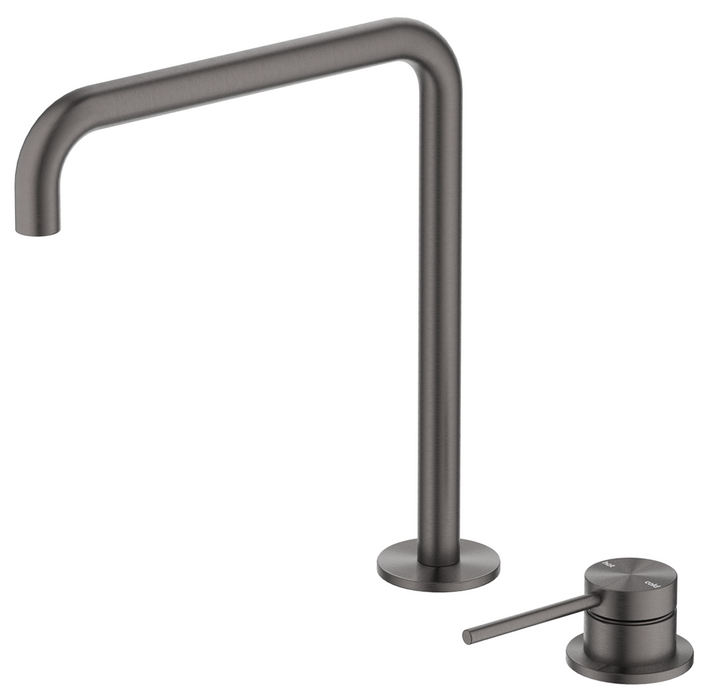 Mica Soft-Square Hob Sink/Basin Mixer Set Gunmetal - HSK-5-R90-GM