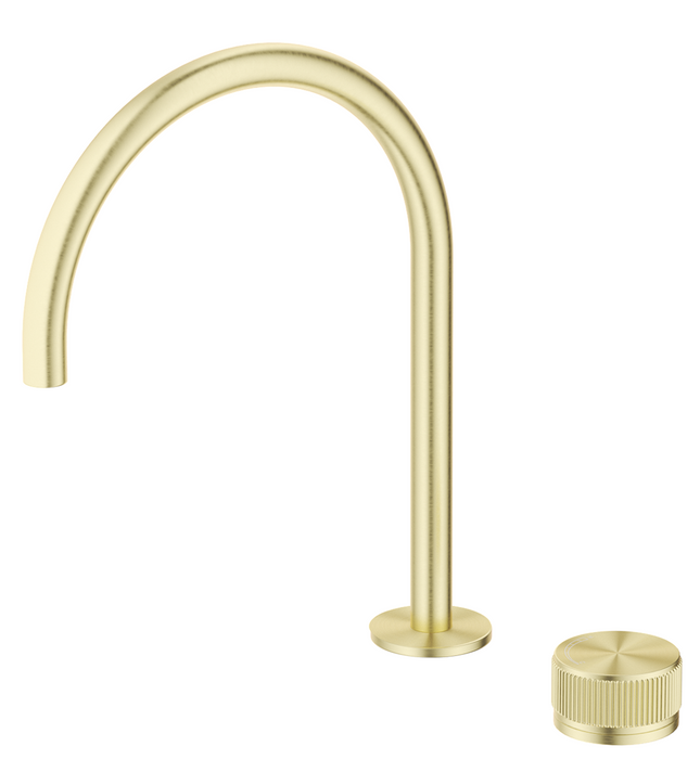 Mica Fluted Gooseneck Hob Sink/Basin Mixer Set French Gold - HSK-6-NR-FG