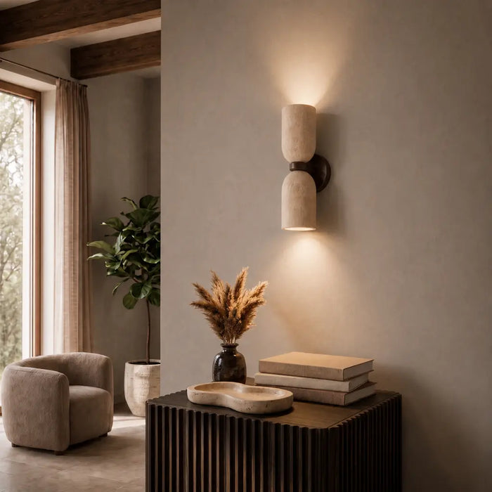 Kario Twin Wall Light Travertine - KARIO WB-BRWBE
