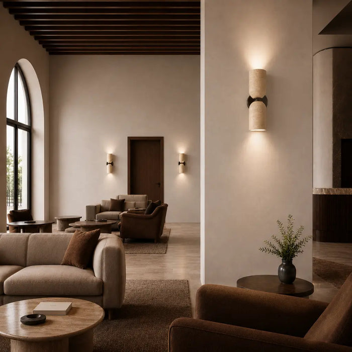 Kario Twin Wall Light Travertine - KARIO WB-BRWBE