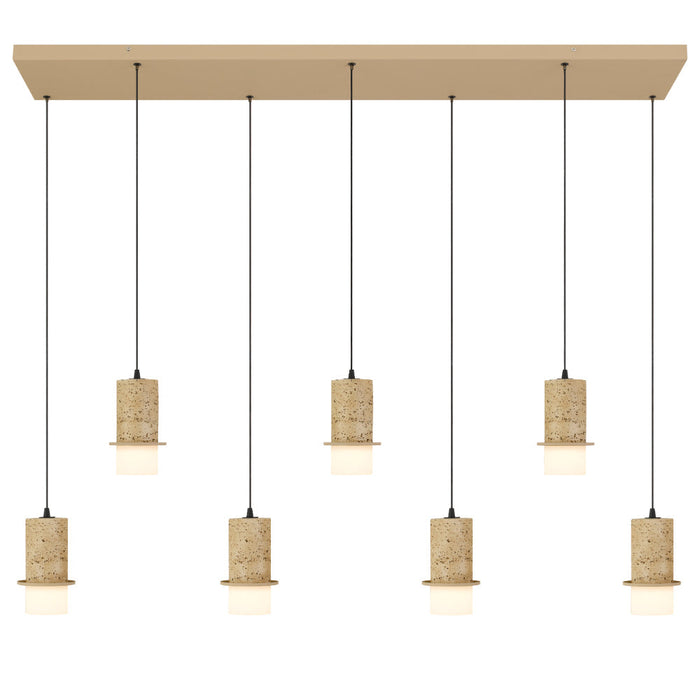 Kolisa LED 7 Light Island Pendant 42W Tri Colour Travertine - KOLISA PE7B-BE