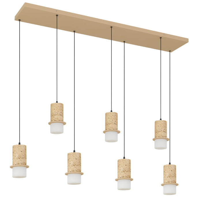 Kolisa LED 7 Light Island Pendant 42W Tri Colour Travertine - KOLISA PE7B-BE
