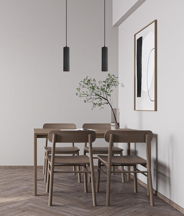 Kolonne Ribbed Cylinder Pendant Light Black - KOLONNE1