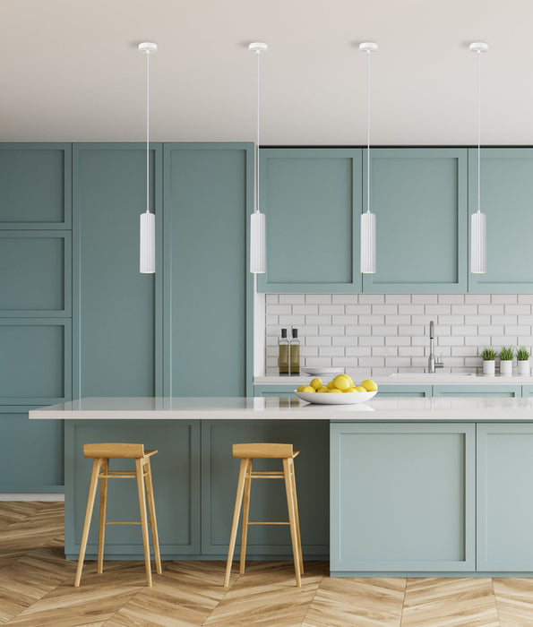 Kolonne Ribbed Cylinder Pendant Light White - KOLONNE2