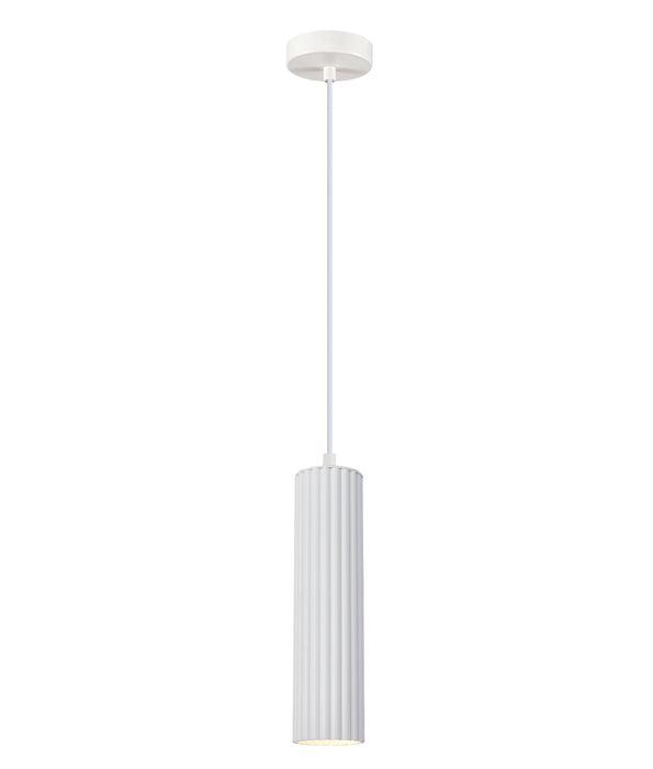 Kolonne Ribbed Cylinder Pendant Light White - KOLONNE2