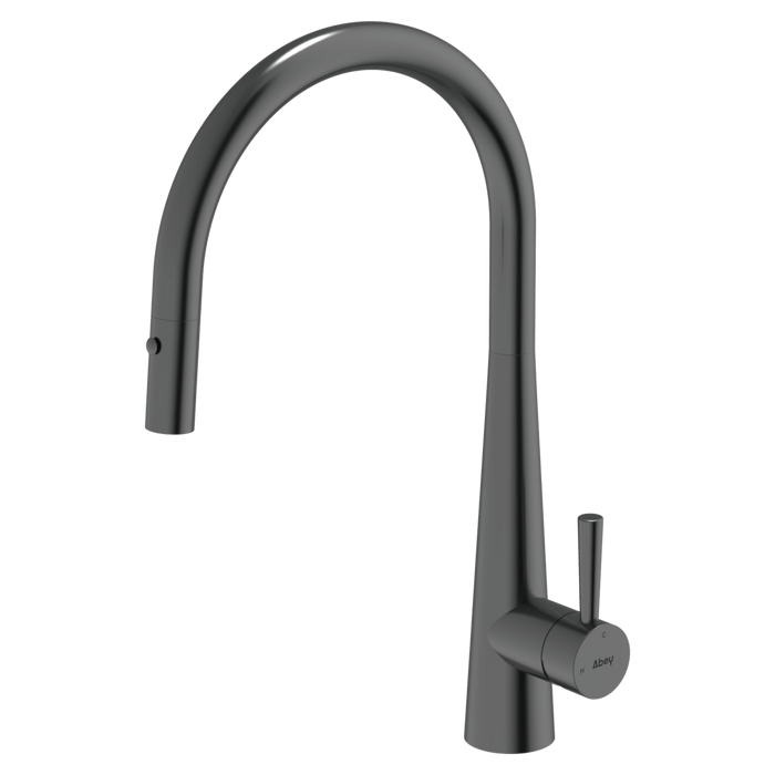304 Gooseneck Pull Out With Dual Spray Function Kitchen Mixer Black Pearl - KTA014-BP
