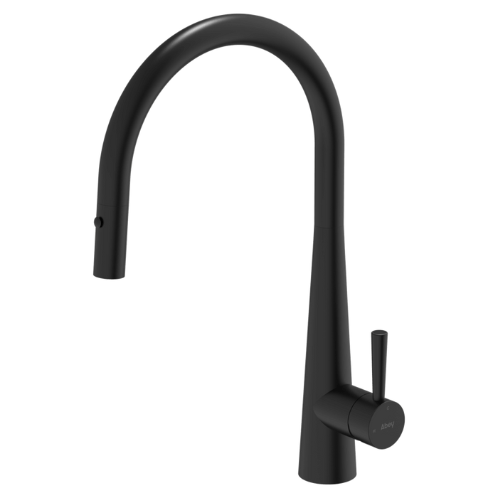 304 Gooseneck Pull Out With Dual Spray Function Kitchen Mixer Matt Black - KTA014-B