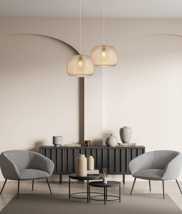 Labu Dome Glass with Segments Pendant Light Amber - LABU2