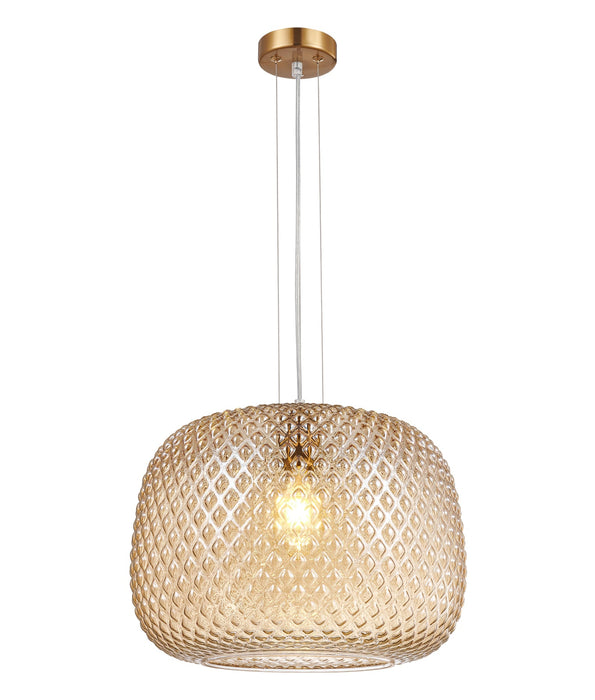 Labu Dome Glass with Segments Pendant Light Amber - LABU2