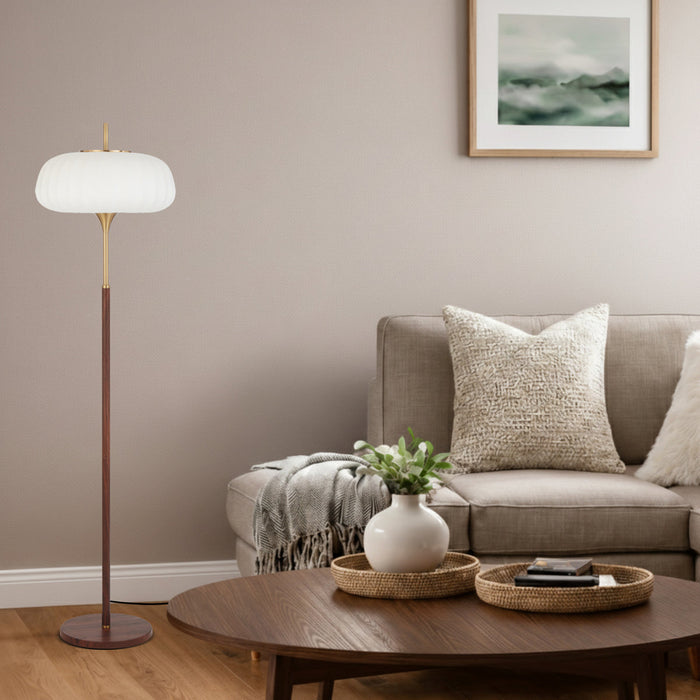 Lasian Floor Lamp Walnut, Antique Gold & White - LASIAN FL-WDAG