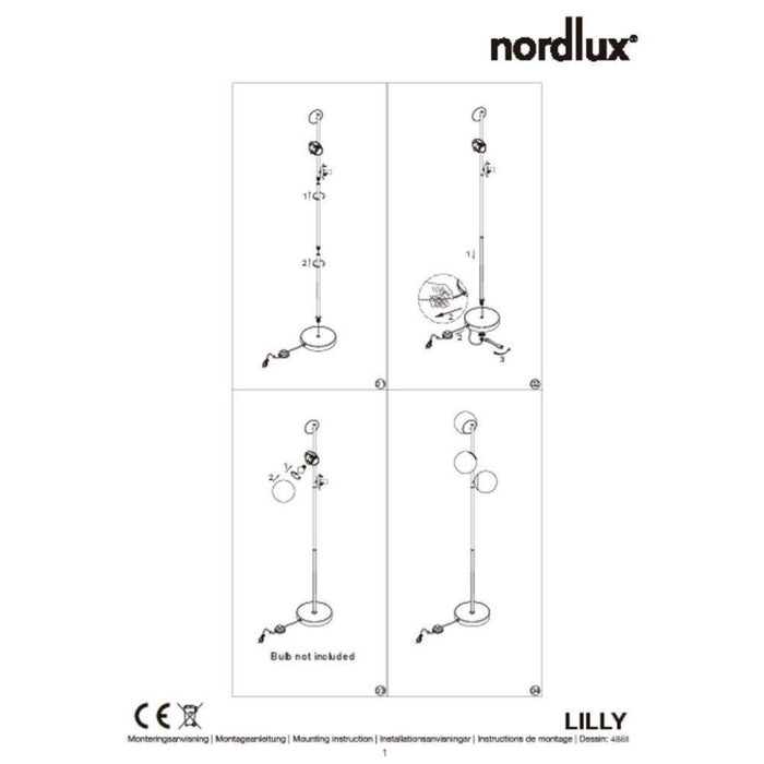 Buy Floor Lamps Australia Lilly 3 Light Floor Lamp Black Metal, Opal Glass - 48613003