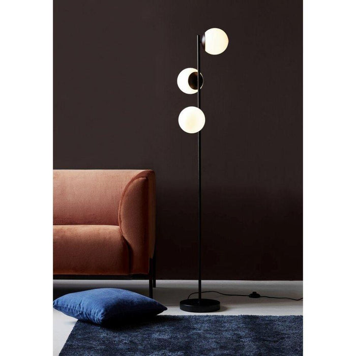Buy Floor Lamps Australia Lilly 3 Light Floor Lamp Black Metal, Opal Glass - 48613003