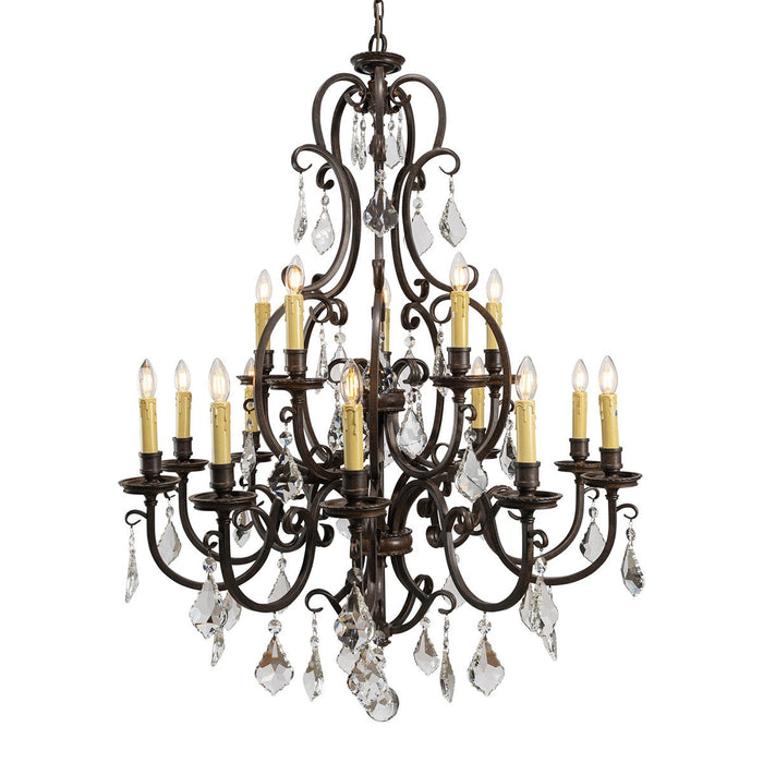 Louis 15th 15 Light Crystal Chandelier Bronze - 1000294