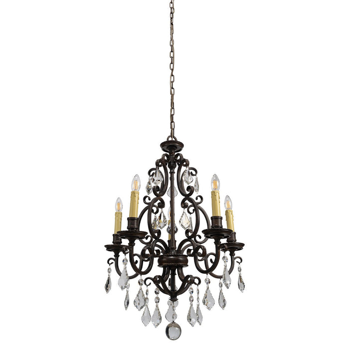Louis 15th 5 Light Crystal Chandelier Bronze - 1000296