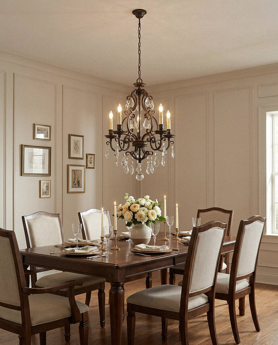 Louis 15th 5 Light Crystal Chandelier Bronze - 1000296