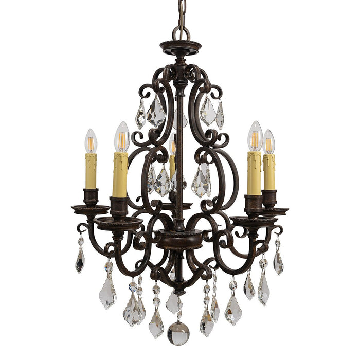 Louis 15th 5 Light Crystal Chandelier Bronze - 1000296