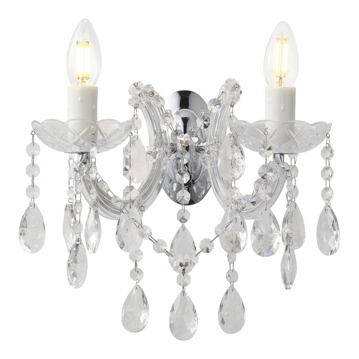 Zurich 2 Light Crystal Wall Light Chrome - 1000610
