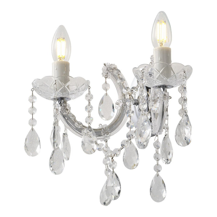 Zurich 2 Light Crystal Wall Light Chrome - 1000610