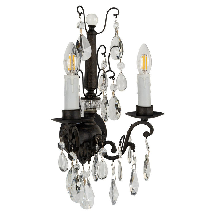 Salzburg 2 Light Crystal Wall Light Bronze - 1000800