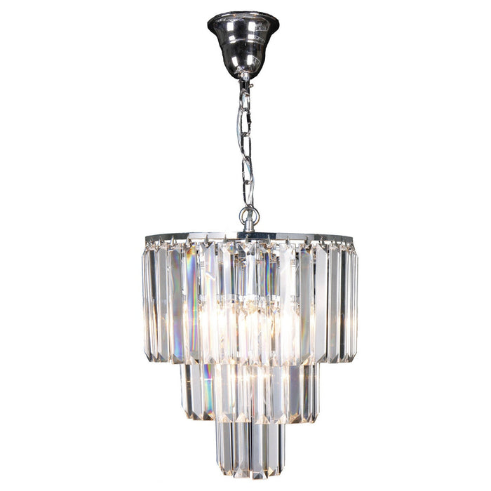 Celestial 3 Tier 4 Light Crystal Pendant Chrome - 1001098