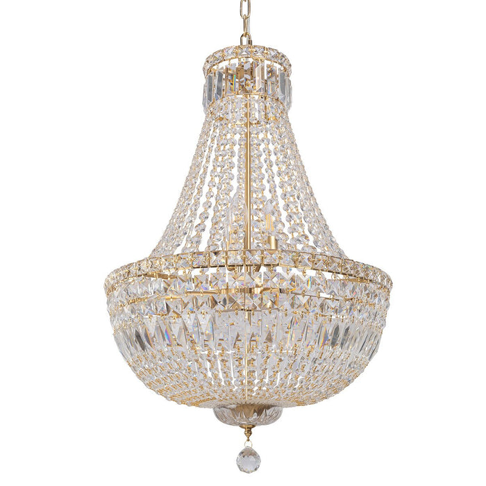 Classique Medium 6 Light Basket Crystal Glass Chandelier Satin Brass & Clear - 1001590