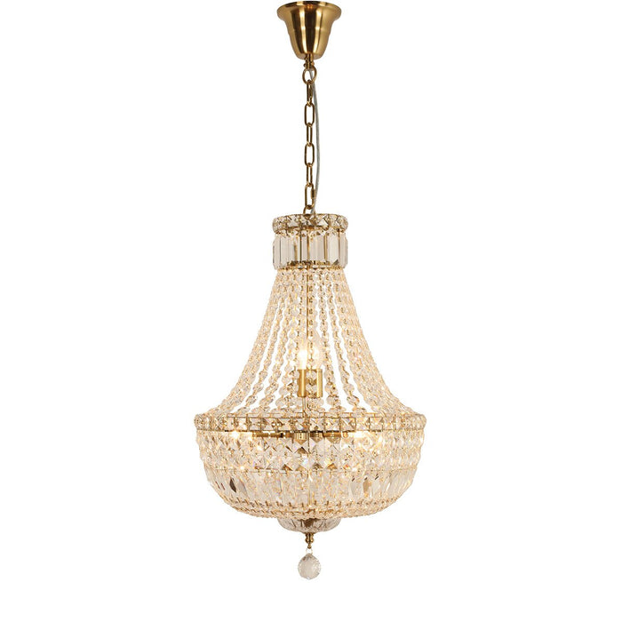 Classique Small 5 Light Basket Crystal Glass Chandelier Satin Brass & Clear - 1001591