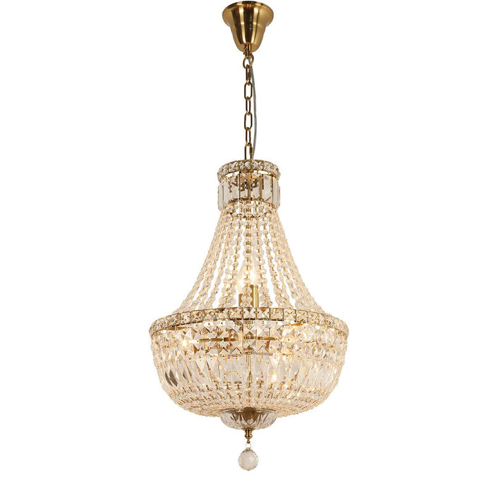 Classique Small 5 Light Basket Crystal Glass Chandelier Satin Brass & Clear - 1001591