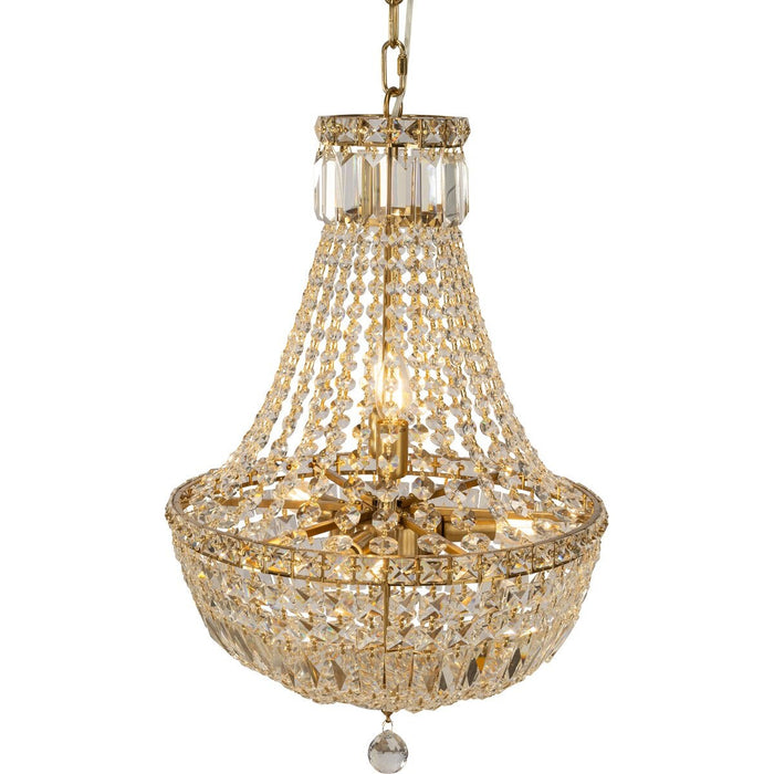 Classique Small 5 Light Basket Crystal Glass Chandelier Satin Brass & Clear - 1001591