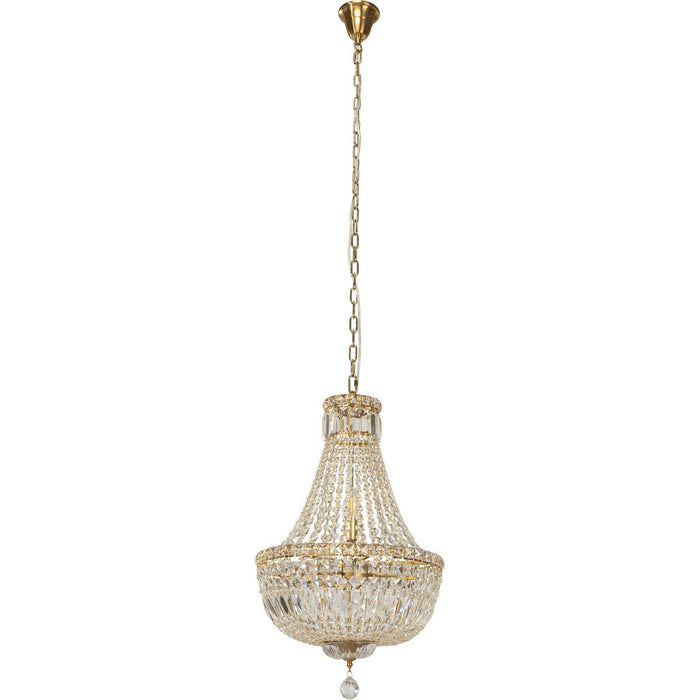 Classique Small 5 Light Basket Crystal Glass Chandelier Satin Brass & Clear - 1001591
