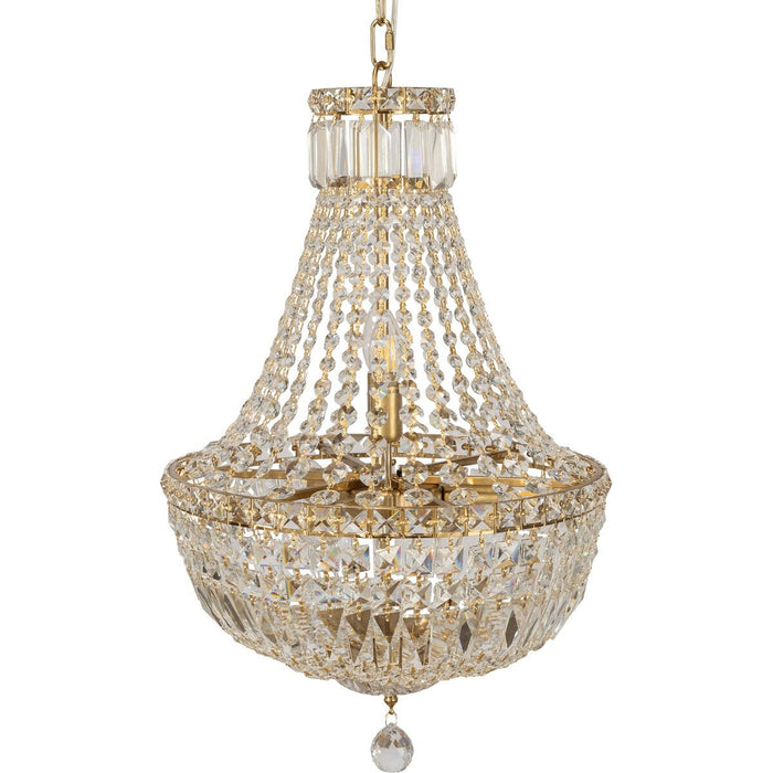 Classique Small 5 Light Basket Crystal Glass Chandelier Satin Brass & Clear - 1001591