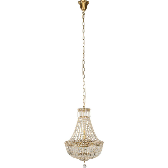 Classique Small 5 Light Basket Crystal Glass Chandelier Satin Brass & Clear - 1001591