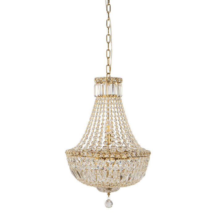 Classique Small 5 Light Basket Crystal Glass Chandelier Satin Brass & Clear - 1001591