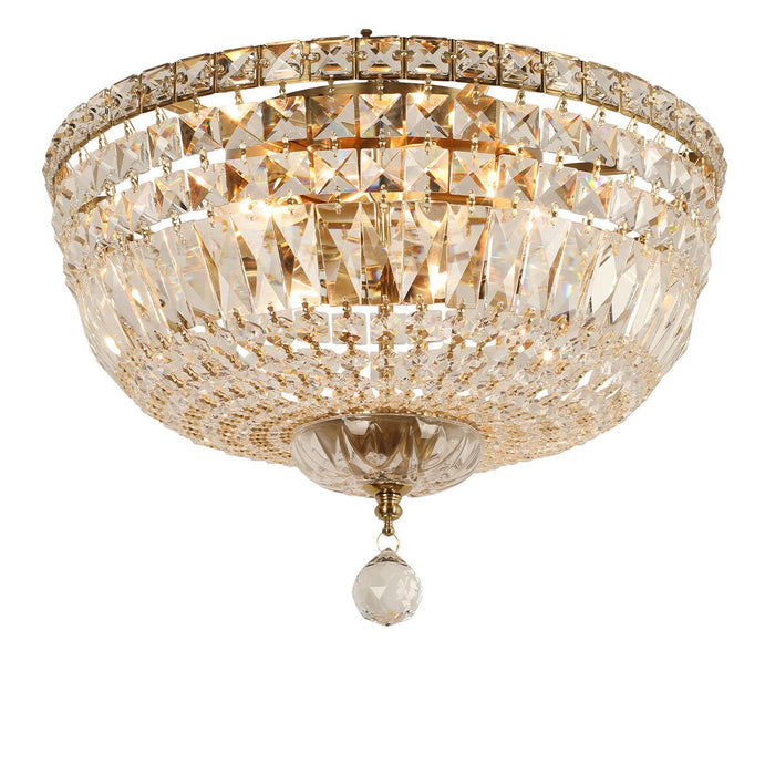 Classique Medium Flush 5 Light Crystal Glass Chandelier Satin Brass & Clear - 1001593