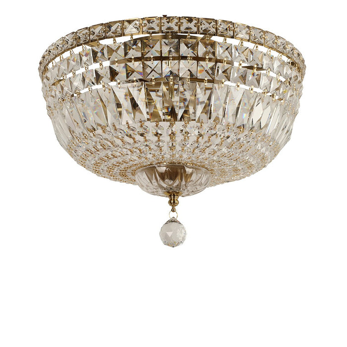 Classique Medium Flush 5 Light Crystal Glass Chandelier Satin Brass & Clear - 1001593