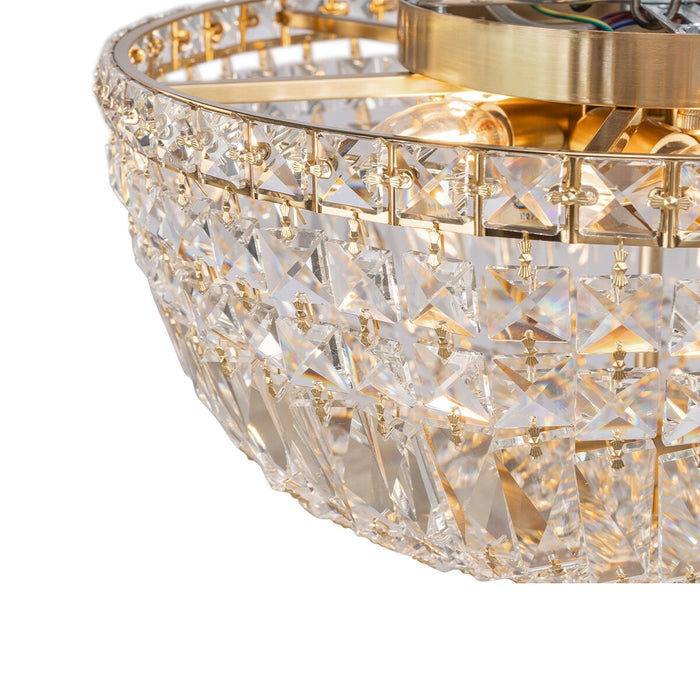 Classique Medium Flush 5 Light Crystal Glass Chandelier Satin Brass & Clear - 1001593