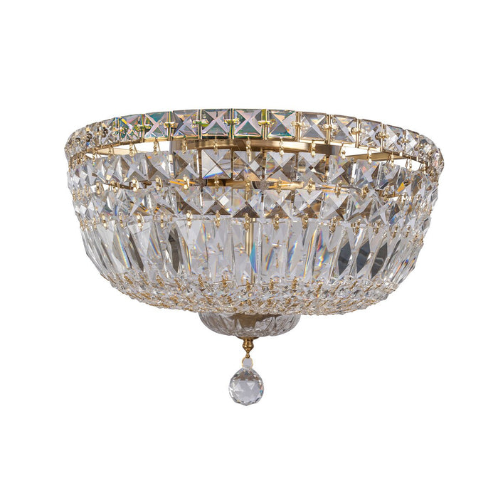 Classique Medium Flush 5 Light Crystal Glass Chandelier Satin Brass & Clear - 1001593