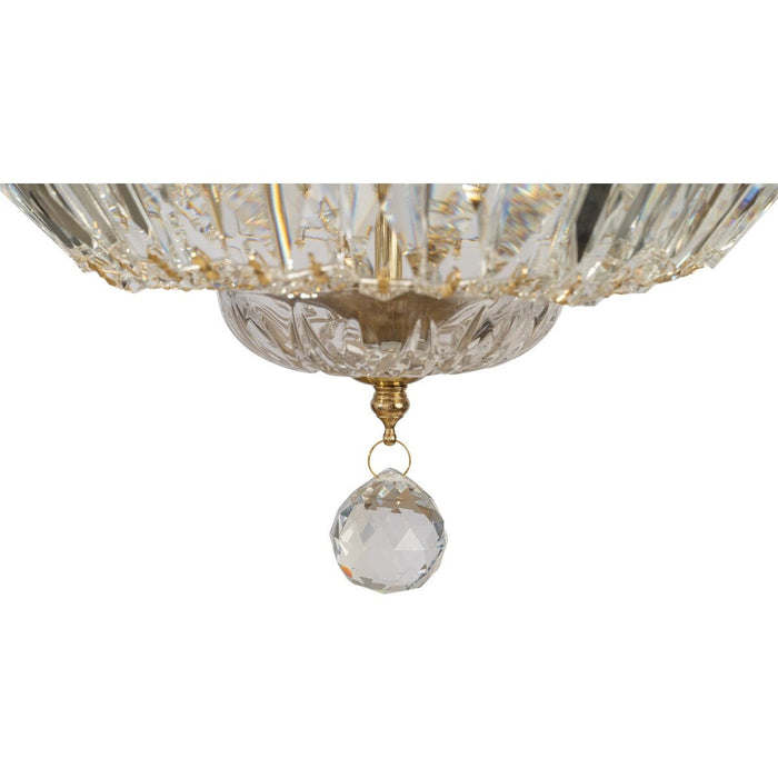Classique Small 3 Light Flush Crystal Glass Chandelier Satin Brass & Clear - 1001594
