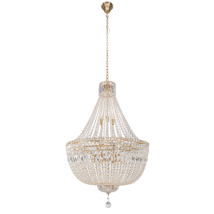 Classique 18 Light Basket Crystal Glass Chandelier Satin Brass & Clear - 1001595