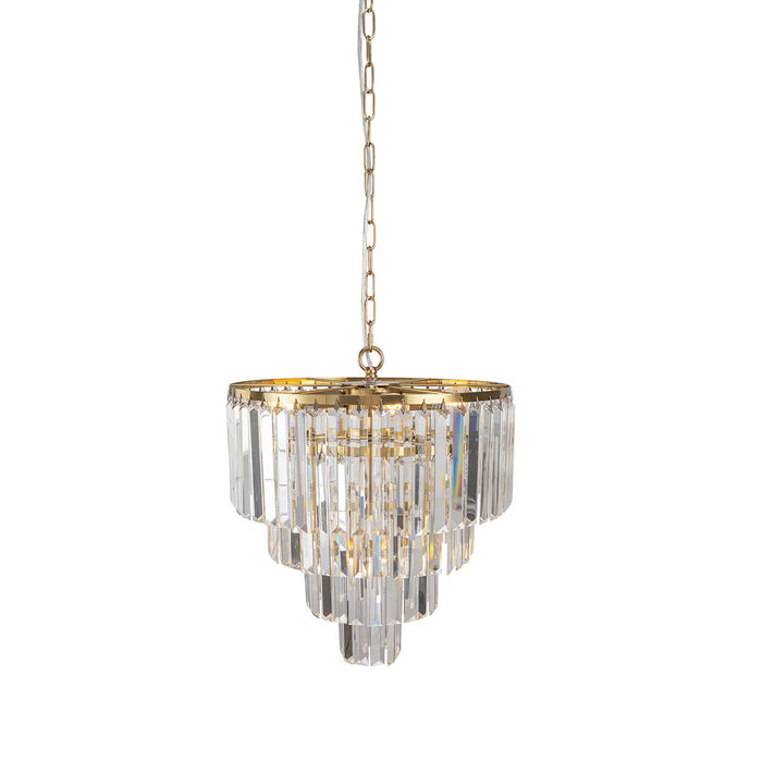 Celestial 5 Light 4 Tier Crystal Glass Chandelier Satin Brass & Clear - 1001599