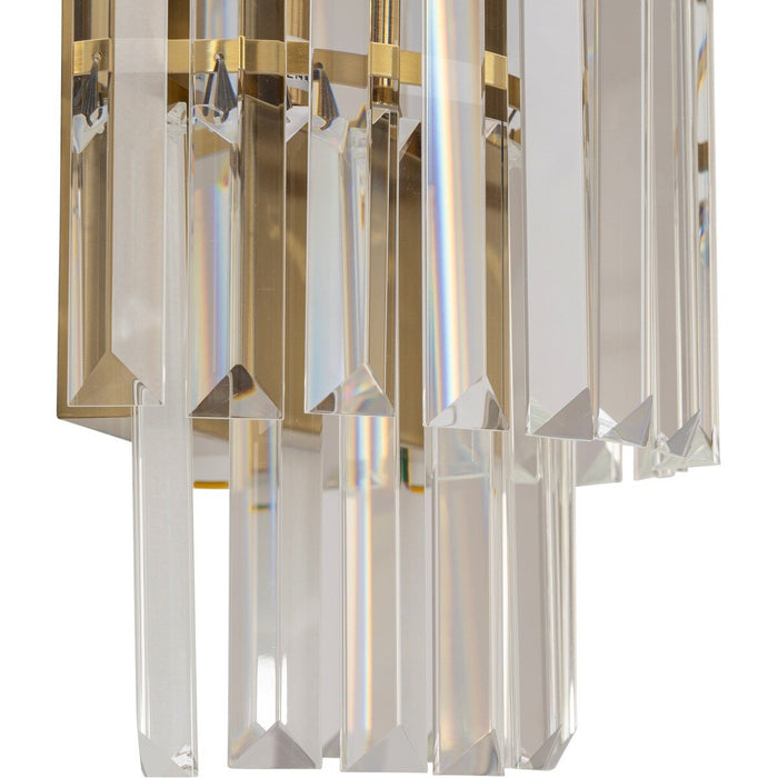 Celestial 2 Light 2 Tier Crystal Glass Wall Light Bracket Satin Brass & Clear - 1001601