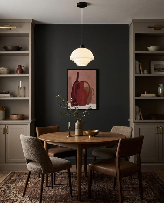 Fenwick Pendant Light Matt Black & Opal Gloss - 1001615